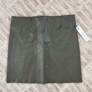 NWT Alice & Olivia Olive Green Leather Skirt